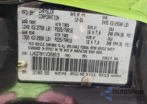 1997 Jeep Grand Cherokee Limited z USA, uszkodzony, nr VIN 1J4GZ78Y1VC658515